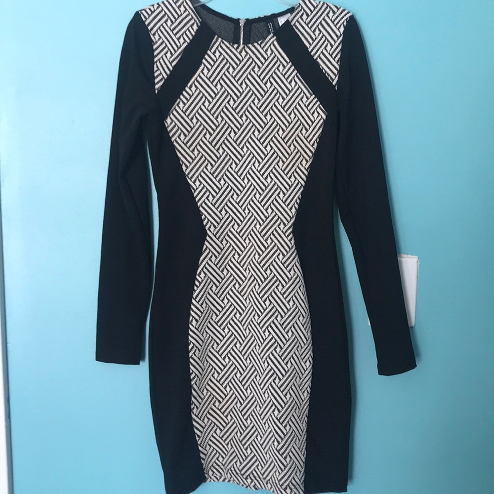 Black and white fitted dress